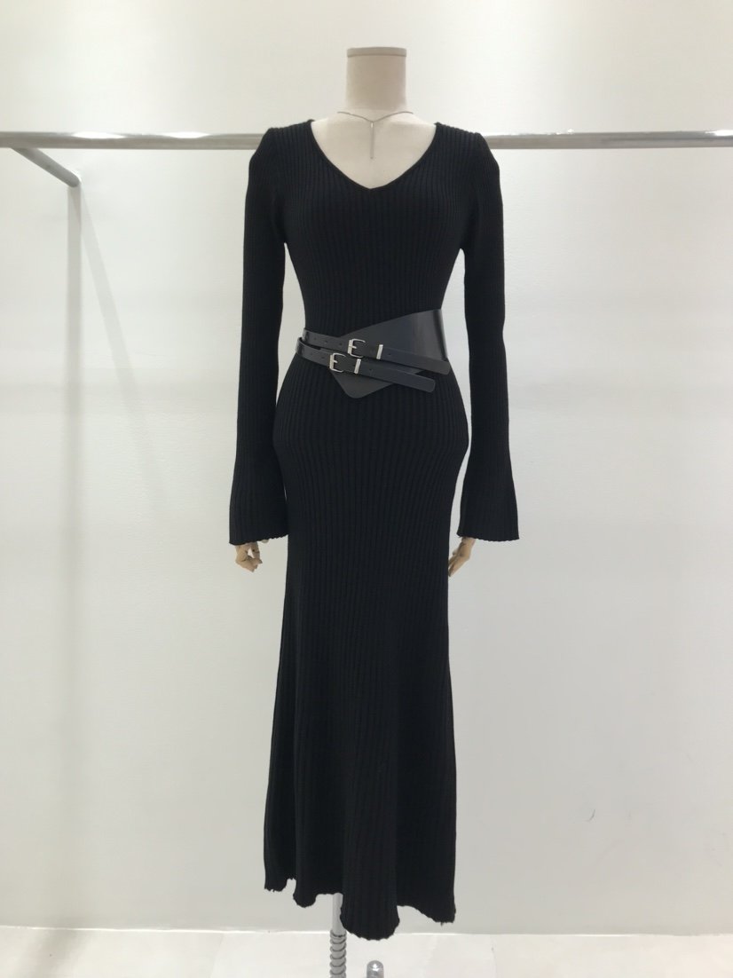 KC MARKET韓國代購㊣女裝新品25秋冬人氣休閑熱賣連衣裙腰帶KC MARKET連衣裙