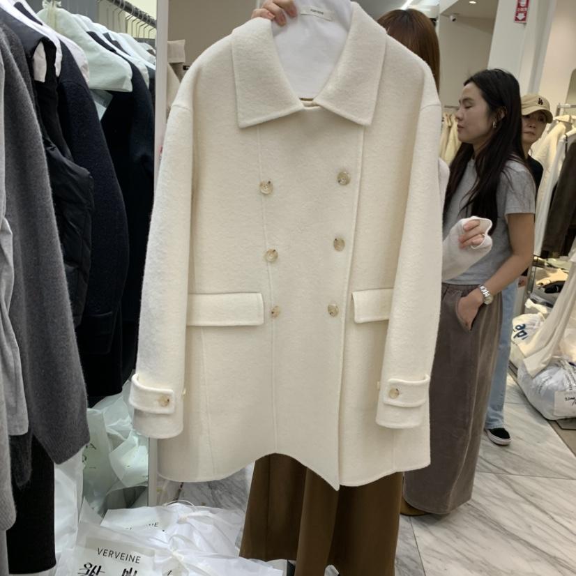 VERVEINE東大門㊣實拍女士新款職業25秋冬中長款大衣手工雙層VERVEINE中長款大衣