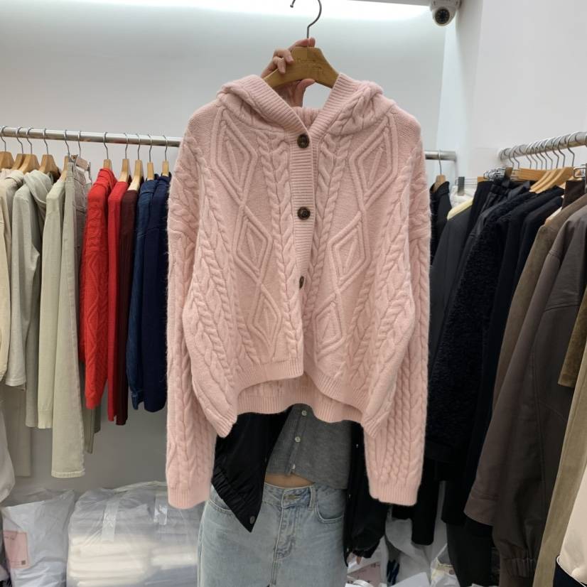 DRESS ROOM東大門㊣直郵女裝新品休閑真品熱賣毛衣連帽針織衫DRESS ROOM毛衣