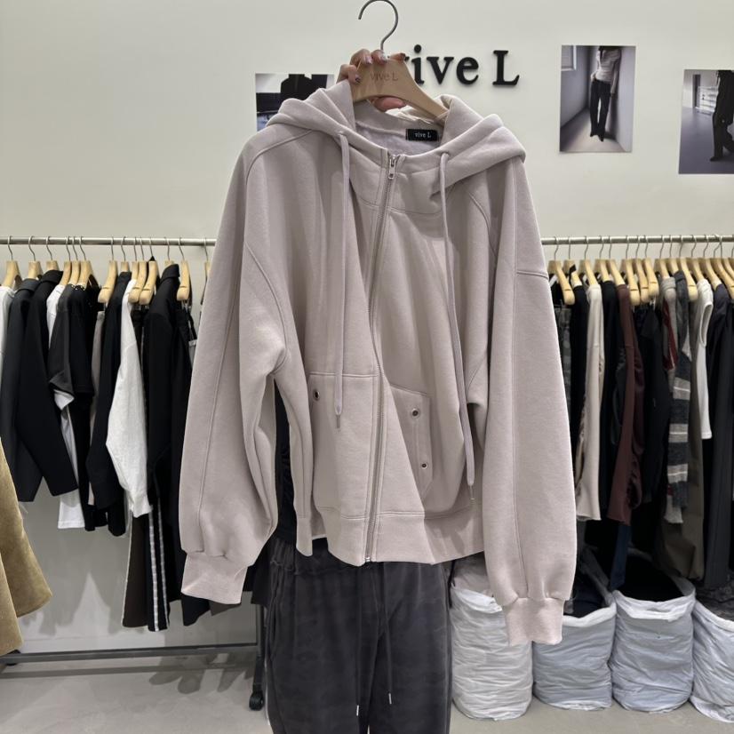 VIVEL韓國代購㊣女士新款熱賣25秋冬時尚休閑夾克拉鏈加絨高領VIVEL夾克