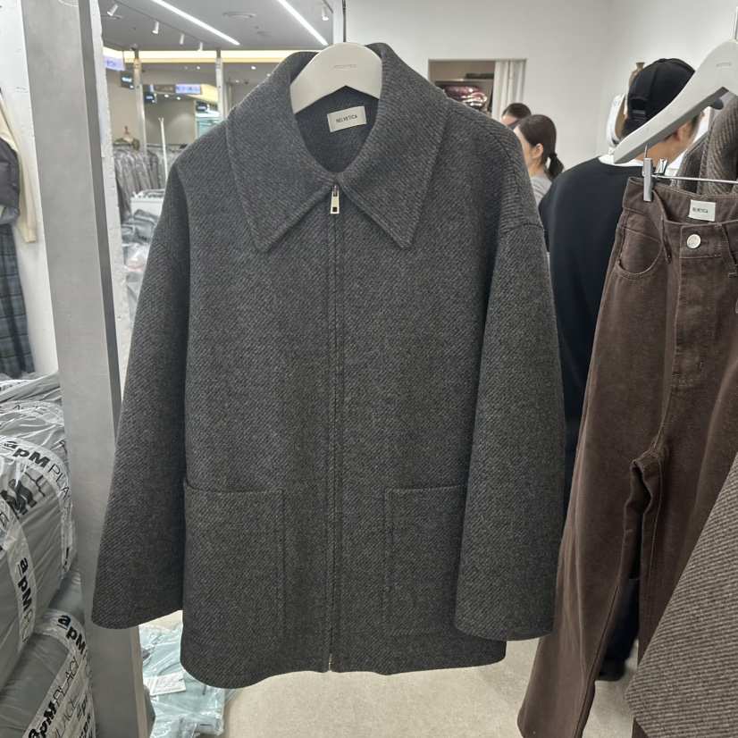 HELVETICA東大門㊣代購女士新品時尚人氣熱賣25秋冬短款大衣拉鏈HELVETICA短款大衣