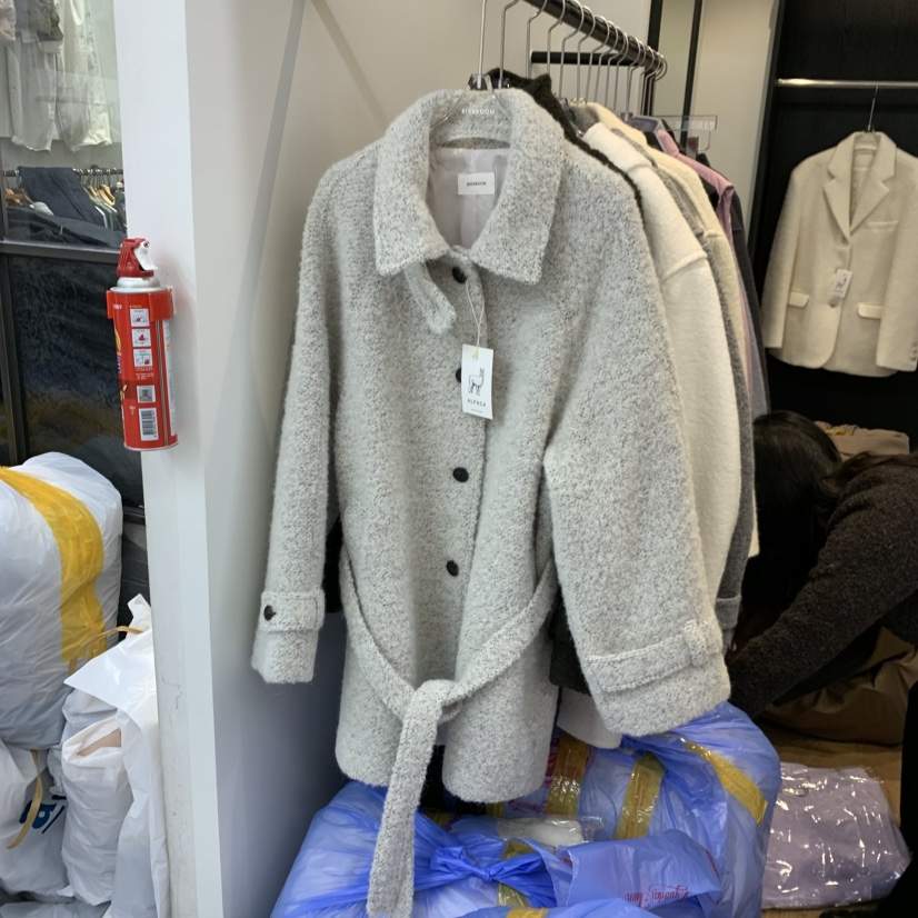 RIVEROOM東大門㊣實拍女裝新品人氣推薦真品中長款大衣羊駝RIVEROOM中長款大衣