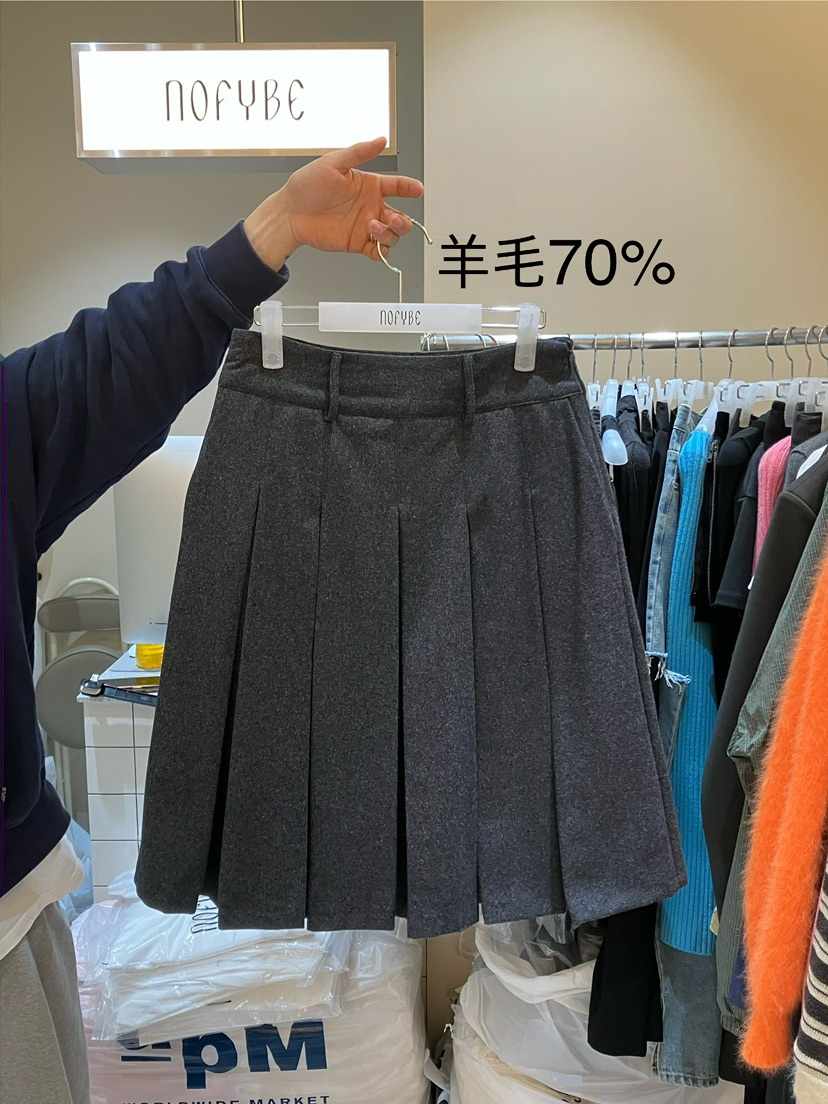 NOFYBE東大門㊣直郵女士新品真品時尚休閑短裙百褶羊毛褶裙NOFYBE短裙