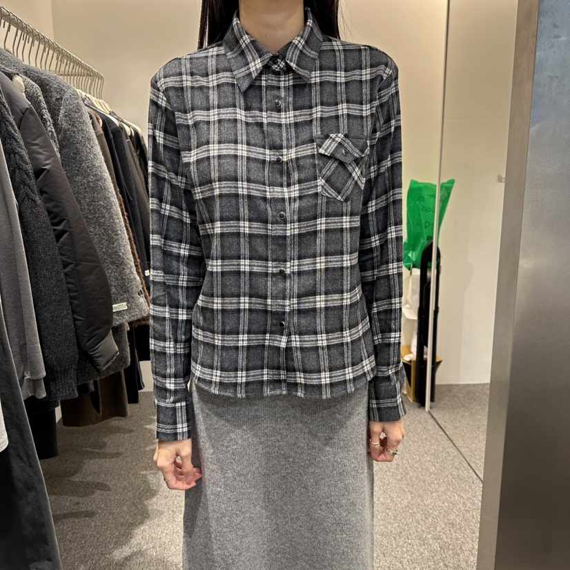 ALTER東大門㊣直郵女士新品時尚真品25秋冬休閑襯衫蕾絲衫格紋Alter襯衫/蕾絲衫