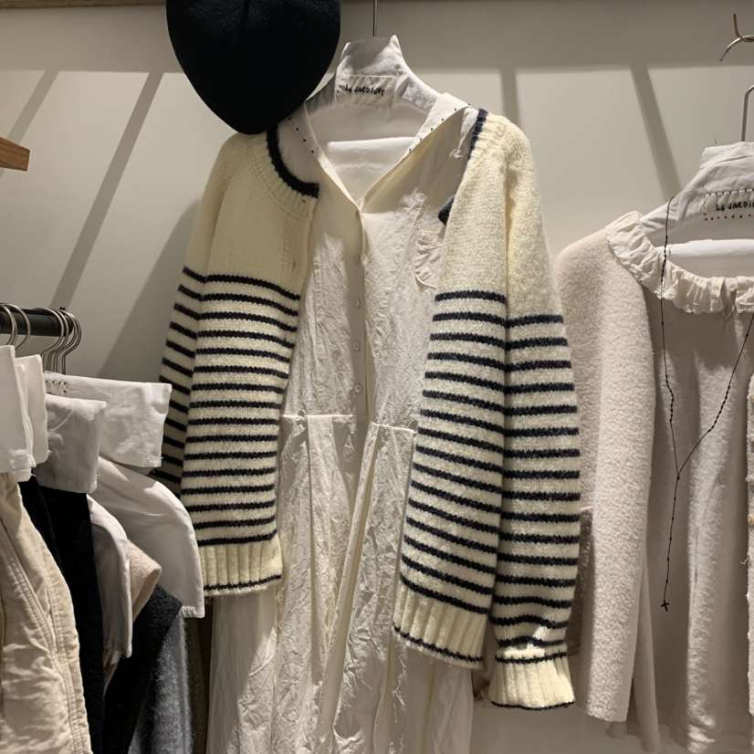 LE JARDINET韓國直郵㊣女士新品休閑職業毛衣不含內搭條紋LE JARDINET毛衣