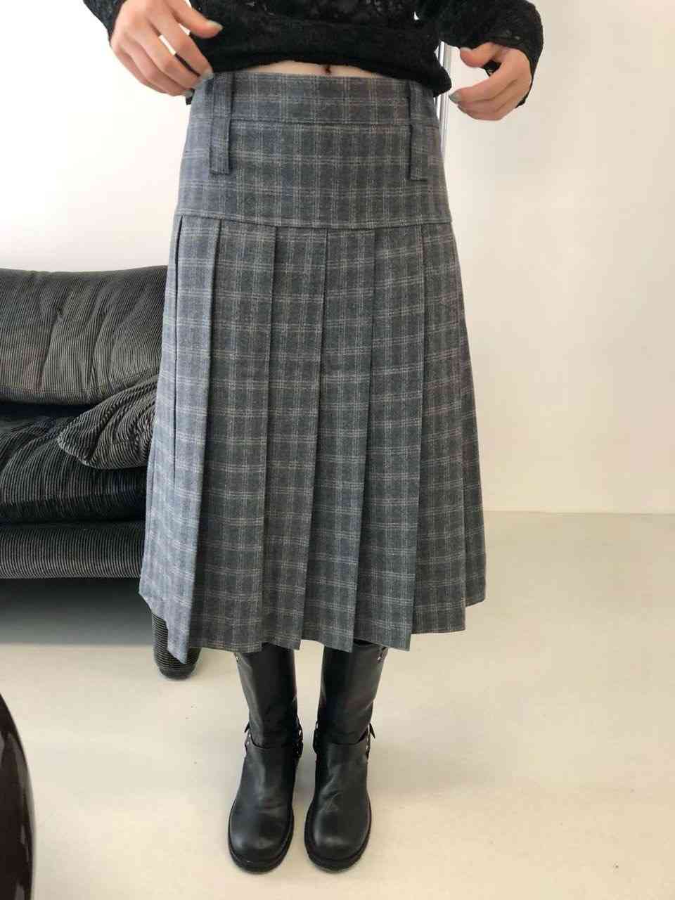 VIVID東大門㊣實拍女士新品25秋冬時尚真品半身裙中短裙格紋VIVID半身裙/中短裙