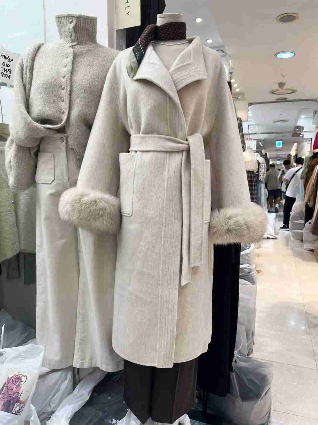 MARLY韓國直郵㊣女裝新品時尚人氣休閑推薦熱賣25秋冬中長款大衣MARLY中長款大衣