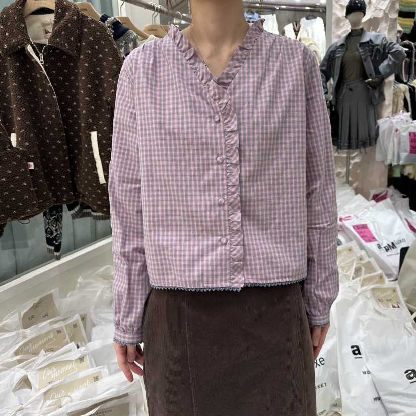 OURMOMENT韓國代購㊣女士新款25秋冬真品推薦職業襯衫蕾絲衫OURMOMENT襯衫/蕾絲衫