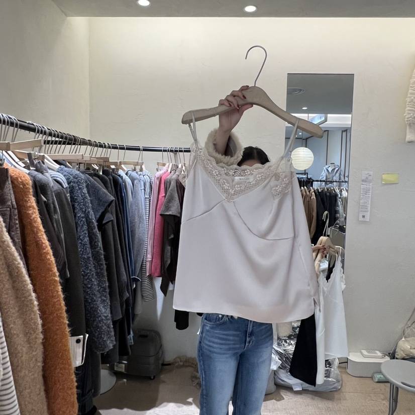 W AND J韓國代購㊣女士新款25秋冬熱賣推薦時尚吊帶背心絲綢W AND J吊帶/背心