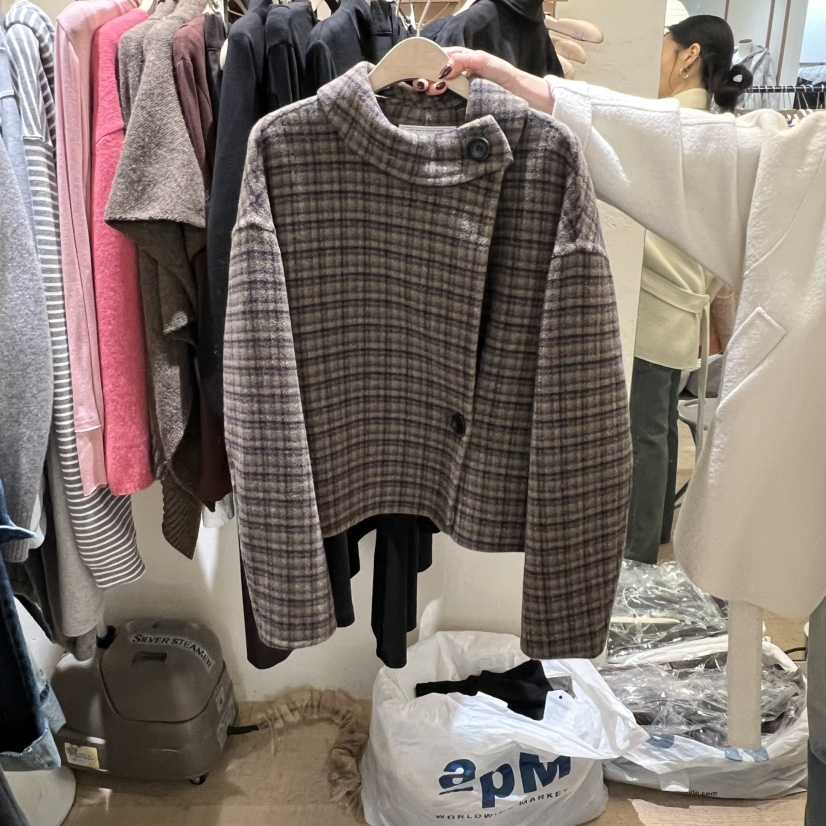 W AND J東大門㊣實拍女裝新品熱賣休閑真品25秋冬短款大衣W AND J短款大衣