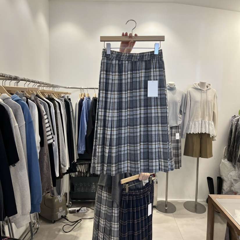 TAN&amp;COMO韓國代購㊣女裝新品時尚真品半身裙中短裙格紋tan-COMO半身裙/中短裙