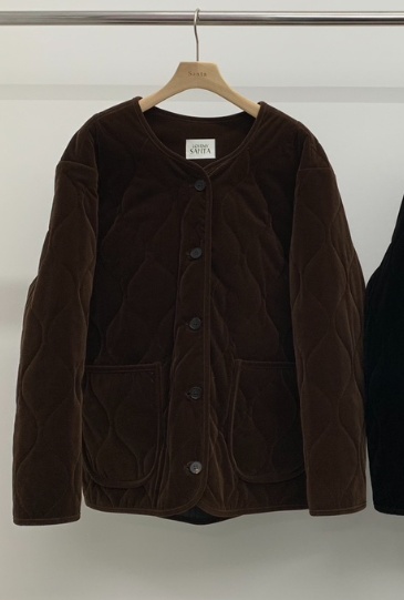LOVE MY SANTA東大門㊣直郵女裝新品時尚25秋冬夾克天鵝絨絎縫Santa/LOVE MY SANTA夾克