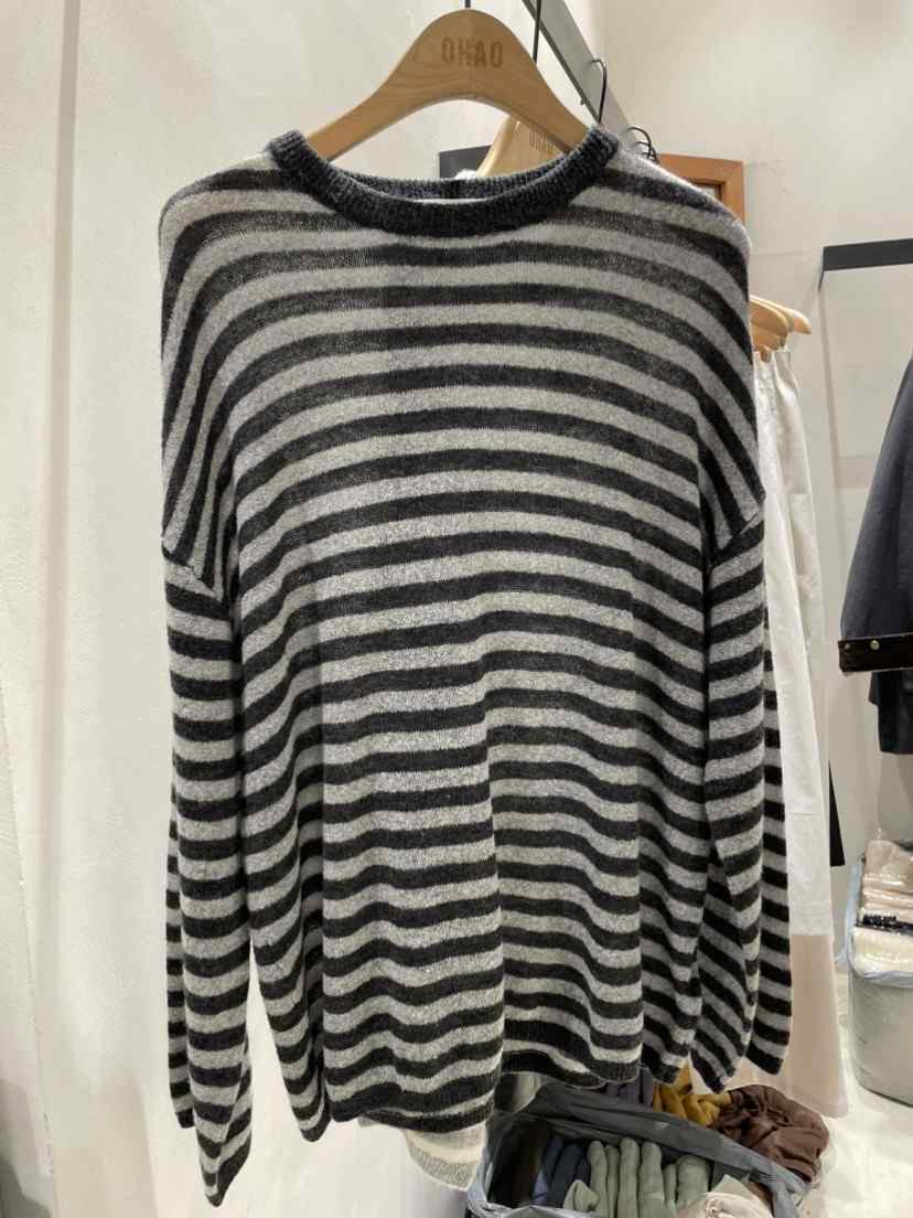 OHAO東大門㊣代購女士新款時尚休閑25秋冬真品職業針織衫條紋OHAO/HA MONG針織衫