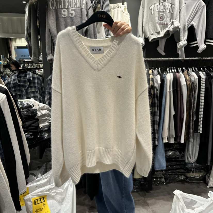 LONE STAR東大門㊣代購女裝新款25秋冬時尚休閑毛衣安哥拉V領LONE STAR毛衣