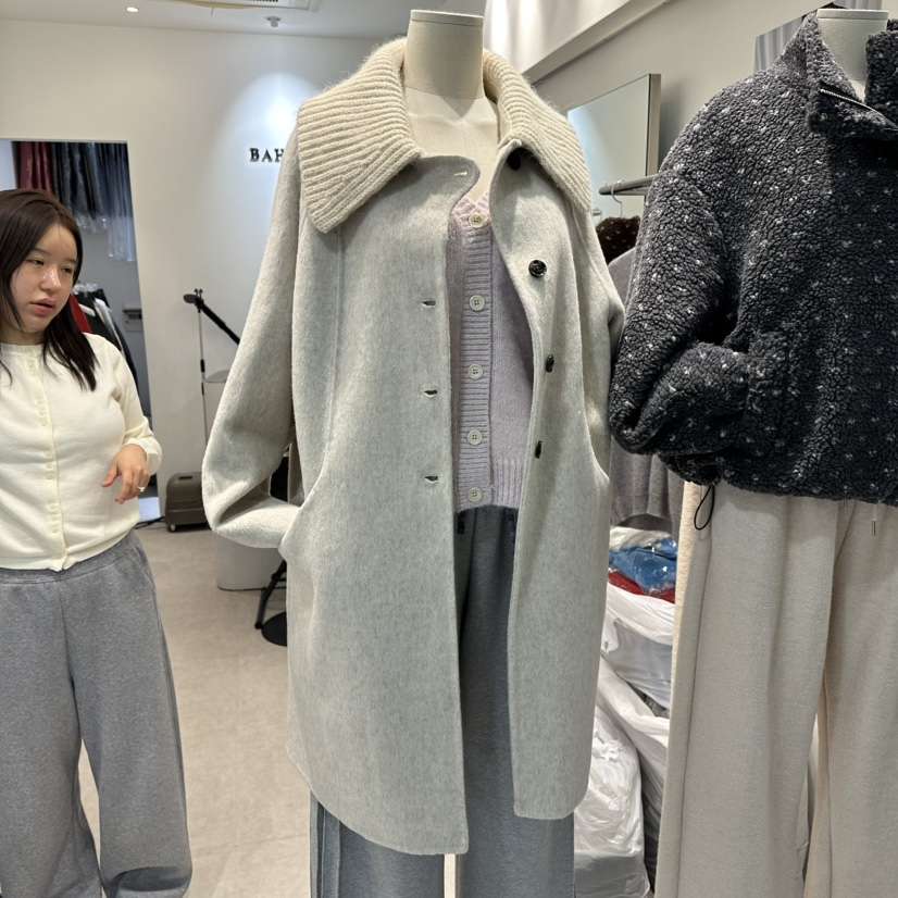 BAHATI韓國直郵㊣女裝新品休閑人氣職業時尚中長款大衣羊毛BAHATI中長款大衣