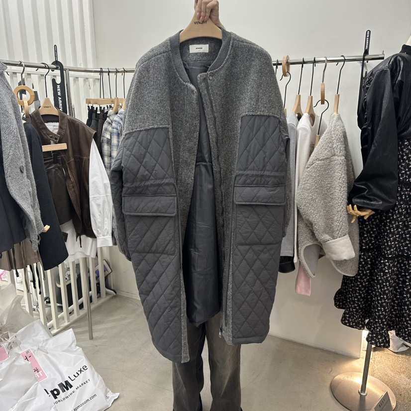 VENEFIT東大門㊣代購女裝新品推薦熱賣休閑人氣中長款大衣絎縫VENEFIT/JENNIE中長款大衣