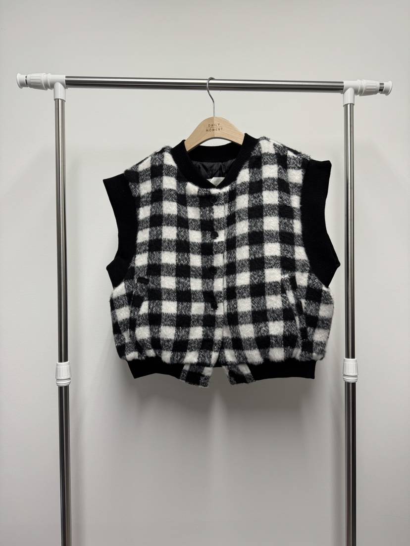 DAILY MOMENT韓國代購㊣女裝新款25秋冬職業熱賣真品馬甲格紋DAILY MOMENT馬甲