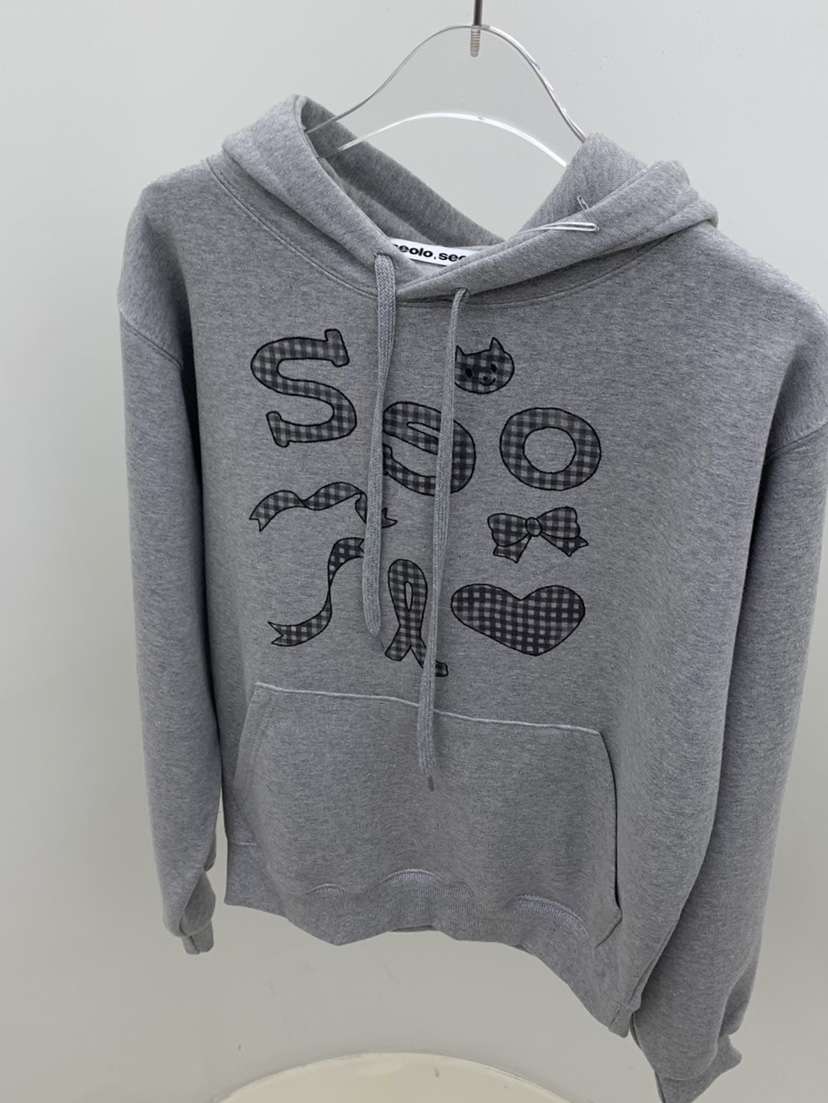 SEOLO東大門㊣代購女裝新款時尚休閑25秋冬真品衛衣格紋兜帽Seolo seoul衛衣