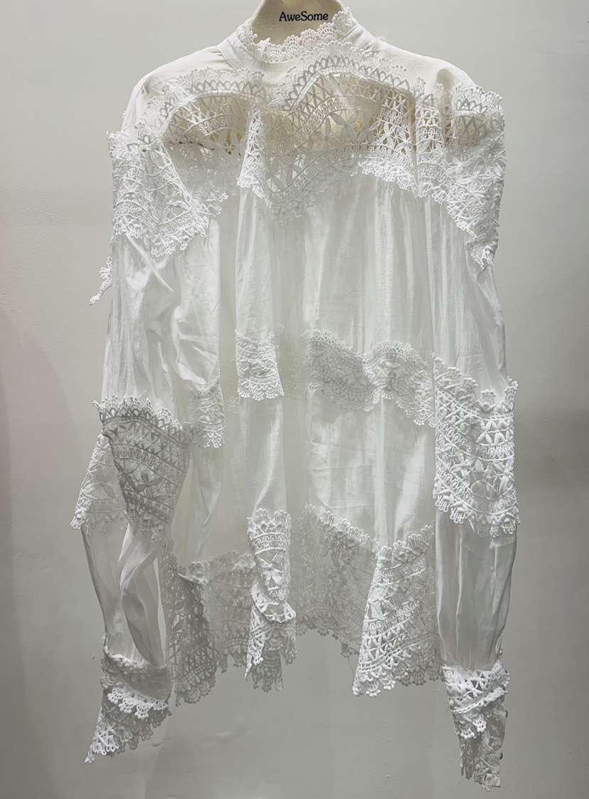 AWESOME-P韓國代購㊣女士新款25秋冬職業推薦人氣襯衫蕾絲衫AWESOME-P襯衫/蕾絲衫