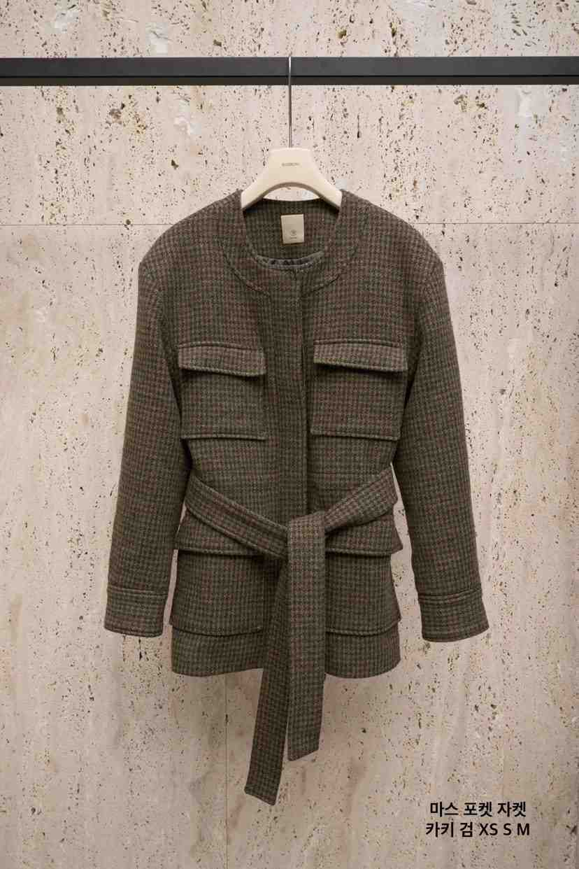 BLOSSOM東大門㊣實拍女士新款推薦休閑真品短款大衣含腰帶口袋BLOSSOM短款大衣