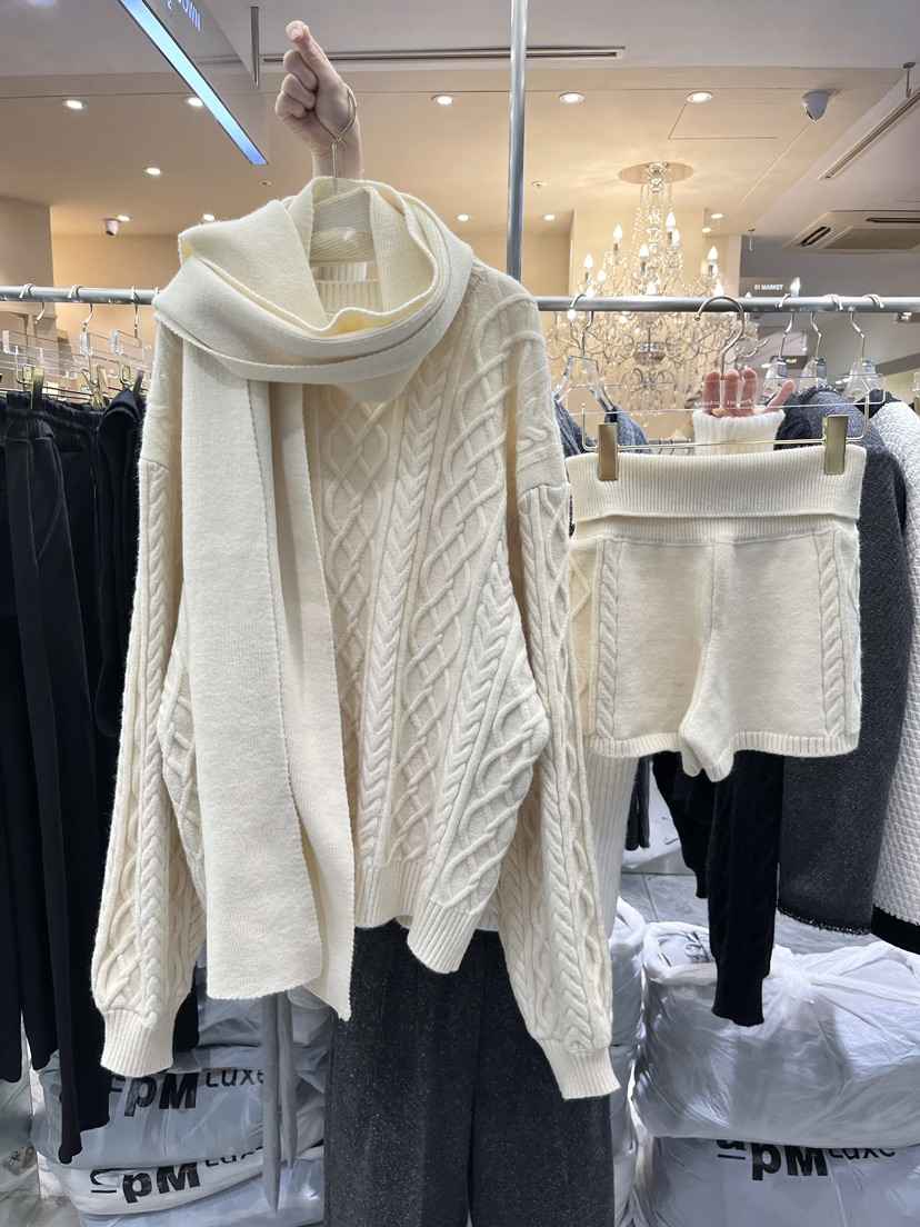 WORK SHOP東大門㊣直郵女士新款休閑25秋冬套裝三件套含圍巾Work_shop套裝