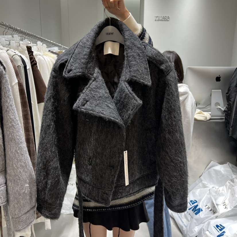 NUESE東大門㊣代購女士新品推薦休閑時尚人氣熱賣短款大衣涂層NUESE短款大衣