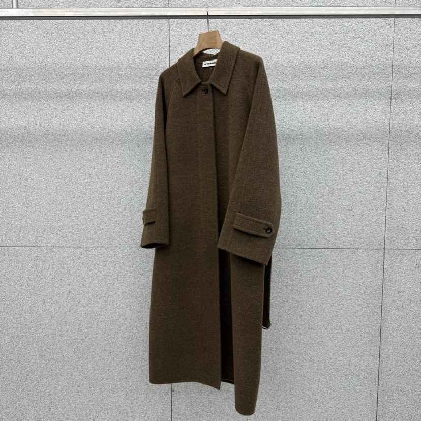 AT THE BAGEL韓國代購㊣女裝新品時尚人氣中長款大衣含腰帶AT THE BAGEL中長款大衣