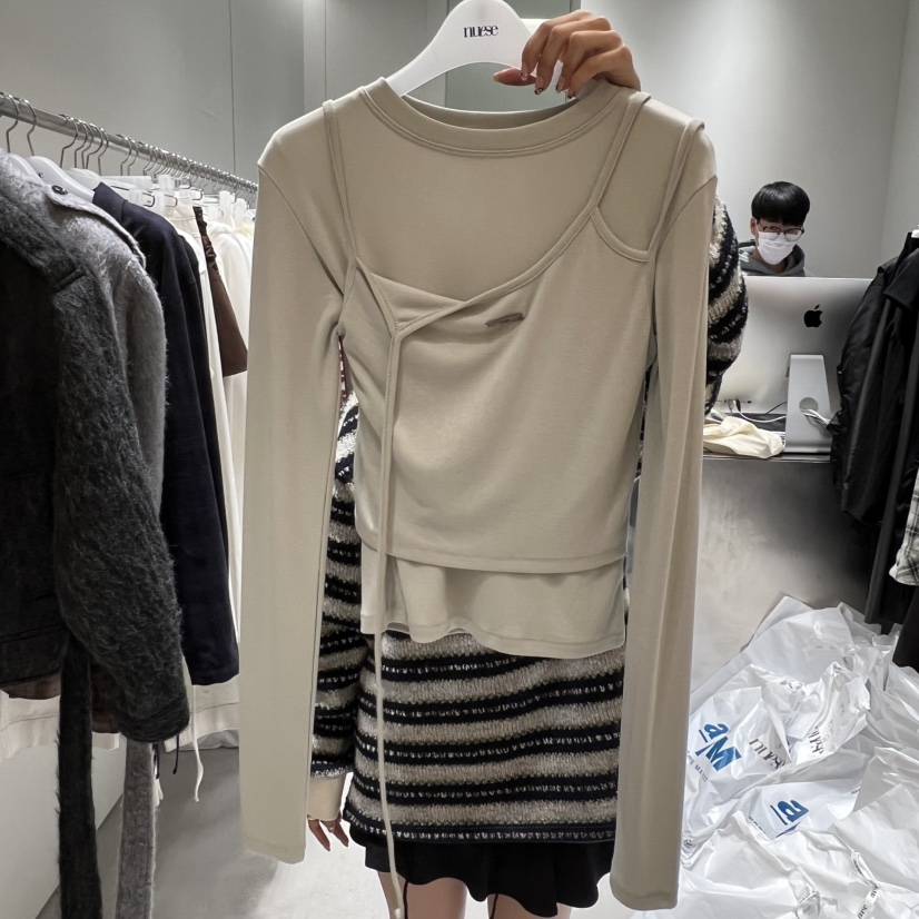 NUESE東大門㊣代購女裝新品熱賣休閑推薦25秋冬職業長袖T恤NUESE長袖T恤