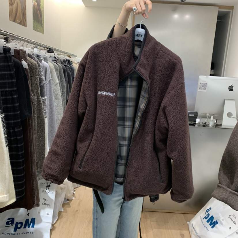 MEET ME東大門㊣直郵女裝新品休閑真品職業夾克羊毛格紋雙面MEET ME夾克