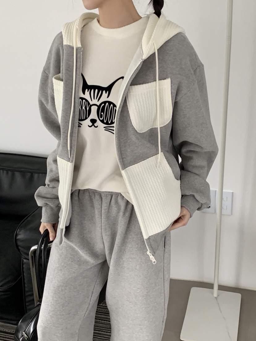 BOUND.A東大門㊣實拍女裝新品推薦25秋冬夾克連帽拉鏈衫加絨BOUND.A夾克