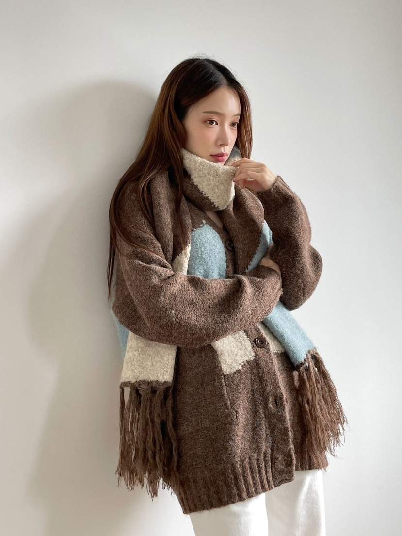 NEOUL東大門㊣代購女裝新品休閑職業真品套裝含圍巾套裝開衫NEOUL/ahin雙領標簽套裝