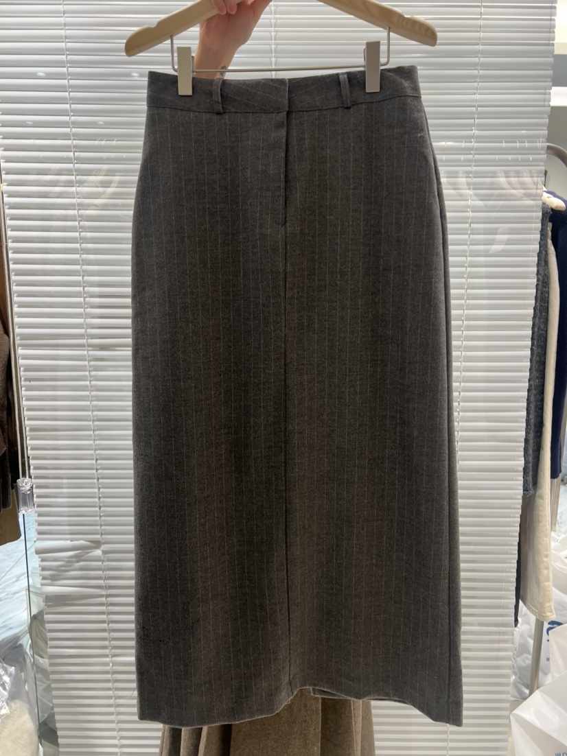 FF韓國直郵㊣女裝新品時尚推薦休閑人氣真品職業長裙羊毛條紋FF/SUNDAY長裙