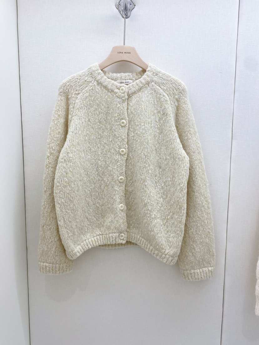 NINESQUARED東大門㊣實拍女士新品時尚人氣休閑毛衣奶油色開衫LOVE ROSIE毛衣