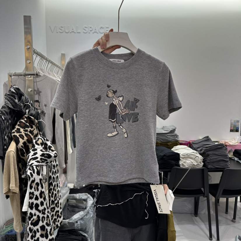 VISUAL SPACE韓國直郵㊣女裝新品熱賣時尚真品25秋冬休閑T恤VISUAL SPACET恤