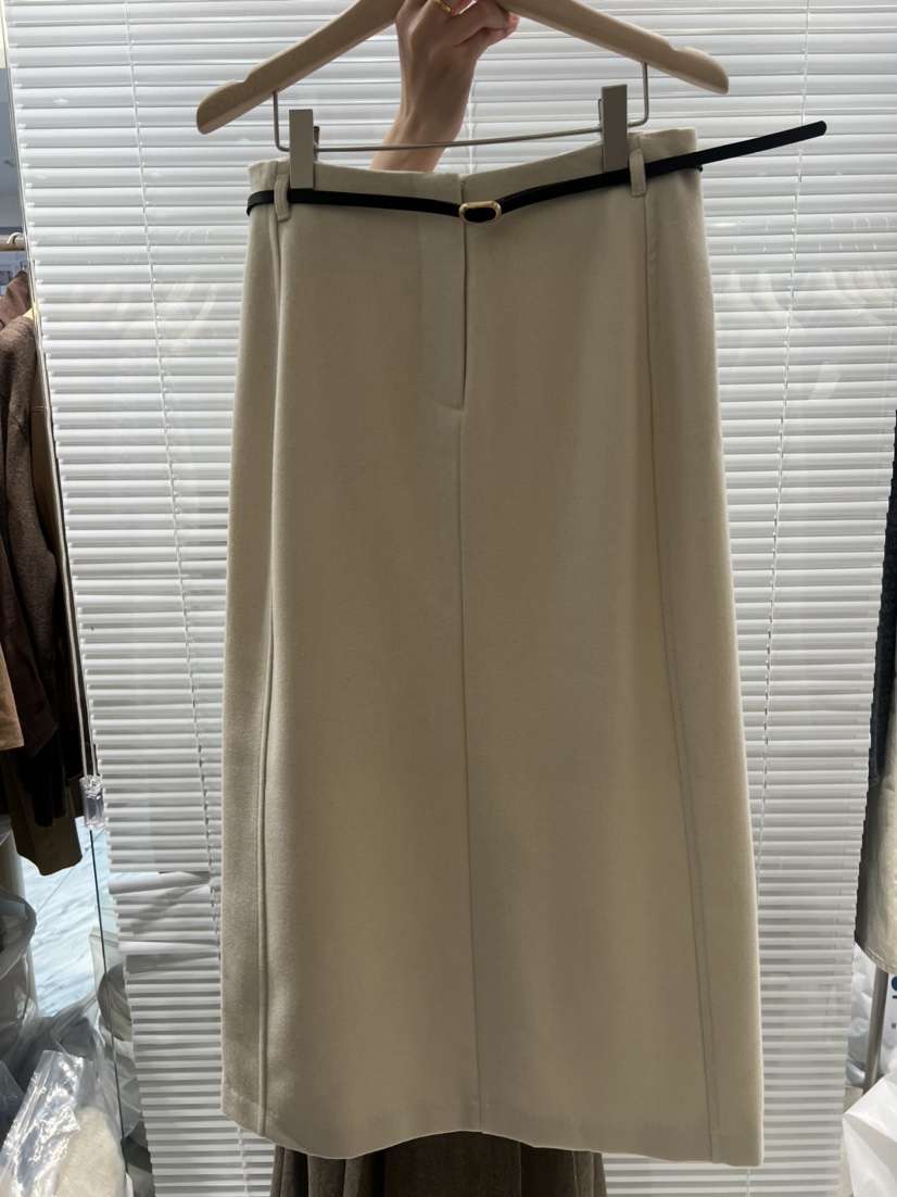 FF韓國代購㊣女裝新款25秋冬人氣熱賣職業休閑長裙含腰帶羊毛FF/SUNDAY長裙