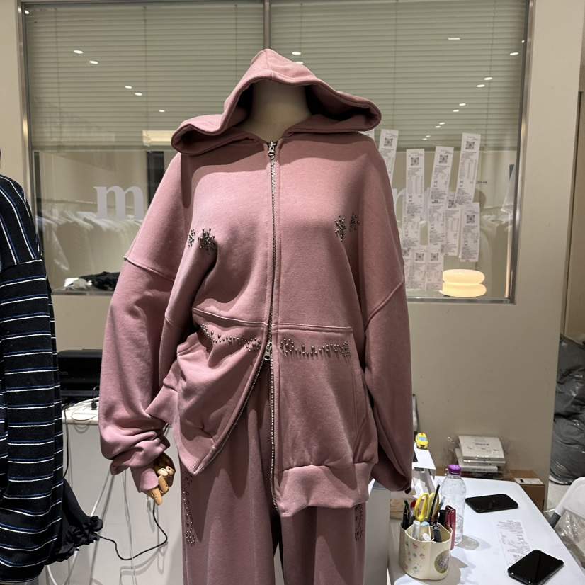 MOREMORE東大門㊣直郵女裝新品25秋冬休閑衛衣連帽拉鏈衫加絨more more衛衣
