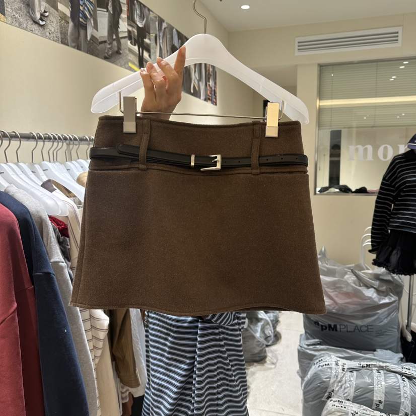 MOREMORE韓國代購㊣女士新品職業人氣真品時尚裙褲含腰帶羊毛more more裙褲