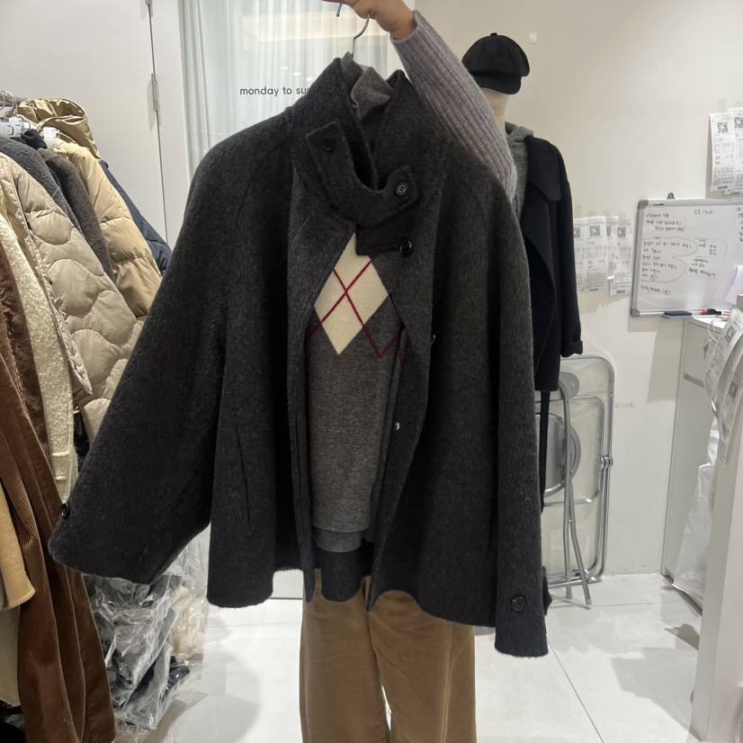 MONDAY TO SUNDAY韓國直郵㊣女裝新品人氣推薦短款大衣羊駝MONDAY TO SUNDAY短款大衣