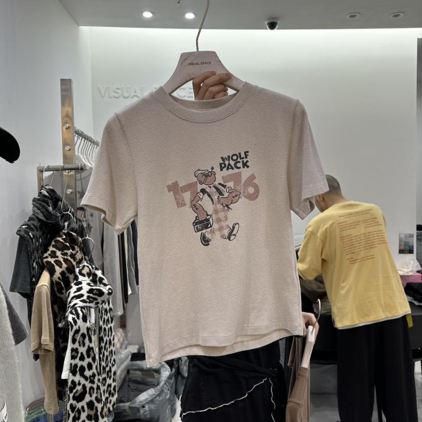 VISUAL SPACE韓國直郵㊣女裝新款真品時尚休閑T恤大力水手VISUAL SPACET恤