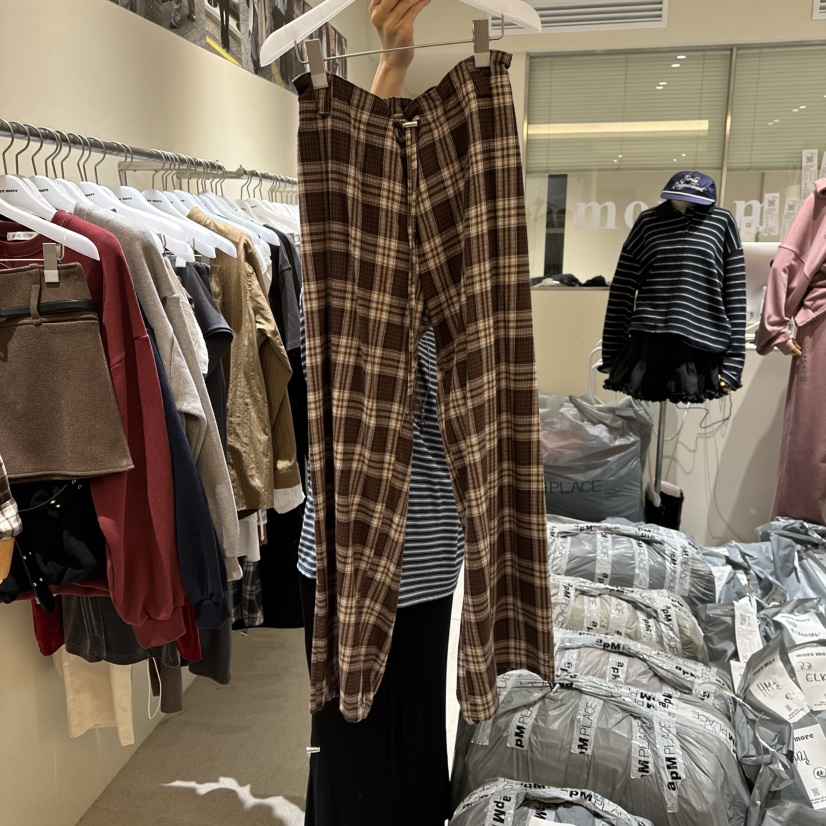 MOREMORE韓國代購㊣女士新品真品職業休閑人氣熱賣休閑褲格紋more more休閑褲