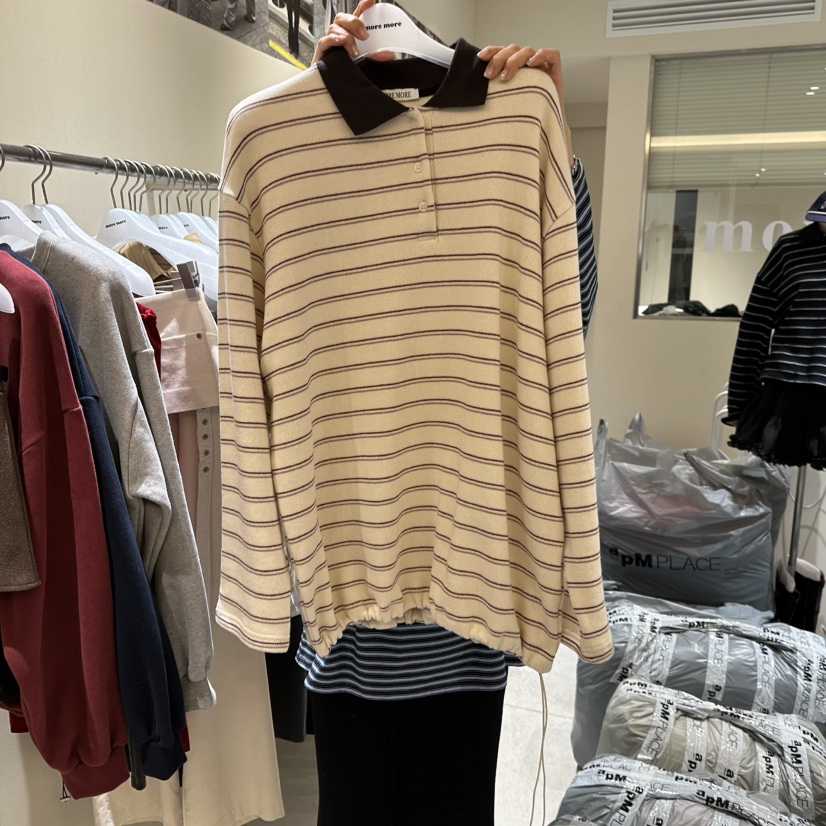 MOREMORE東大門㊣實拍女士新款人氣職業推薦真品長袖T恤加絨more more長袖T恤