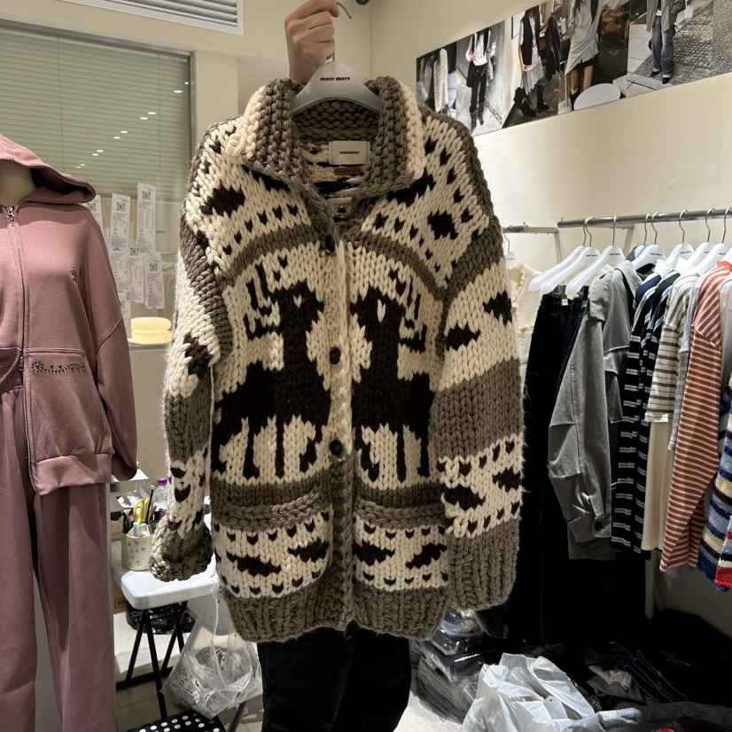 MOREMORE東大門㊣代購女士新款真品25秋冬毛衣手工羊毛開衫more more毛衣