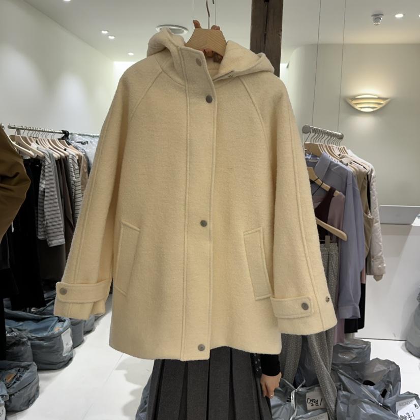 AVECNOUS東大門㊣直郵女裝新款人氣時尚真品短款大衣羊毛兜帽AVECNOUS短款大衣