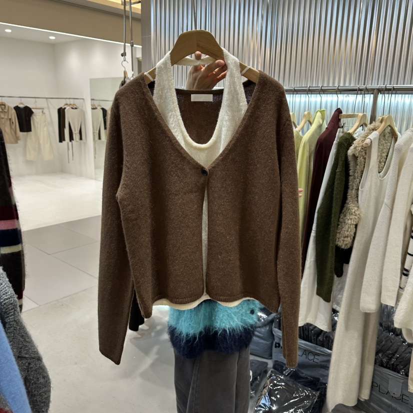 ALEGRE東大門㊣直郵女裝新品25秋冬休閑人氣時尚針織衫假兩件ALEGRE針織衫