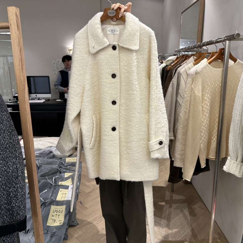 BRUSH-P東大門㊣代購女裝新品時尚推薦職業中長款大衣含腰帶BRUSH-P中長款大衣