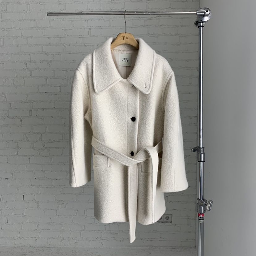 THE ABLE韓國代購㊣女裝新品25秋冬熱賣短款大衣含腰帶羊毛THE ABLE/TA短款大衣