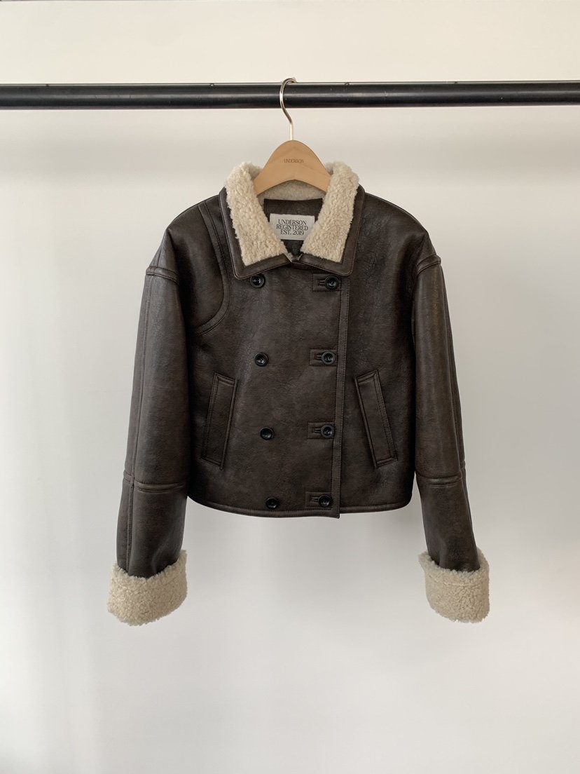 UNDERSON韓國直郵㊣女裝新款推薦25秋冬時尚職業熱賣人氣皮衣UNDERSON皮衣