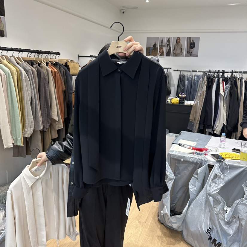 aube nunt東大門㊣直郵女士新款真品休閑襯衫蕾絲衫含領帶aube nunt襯衫/蕾絲衫