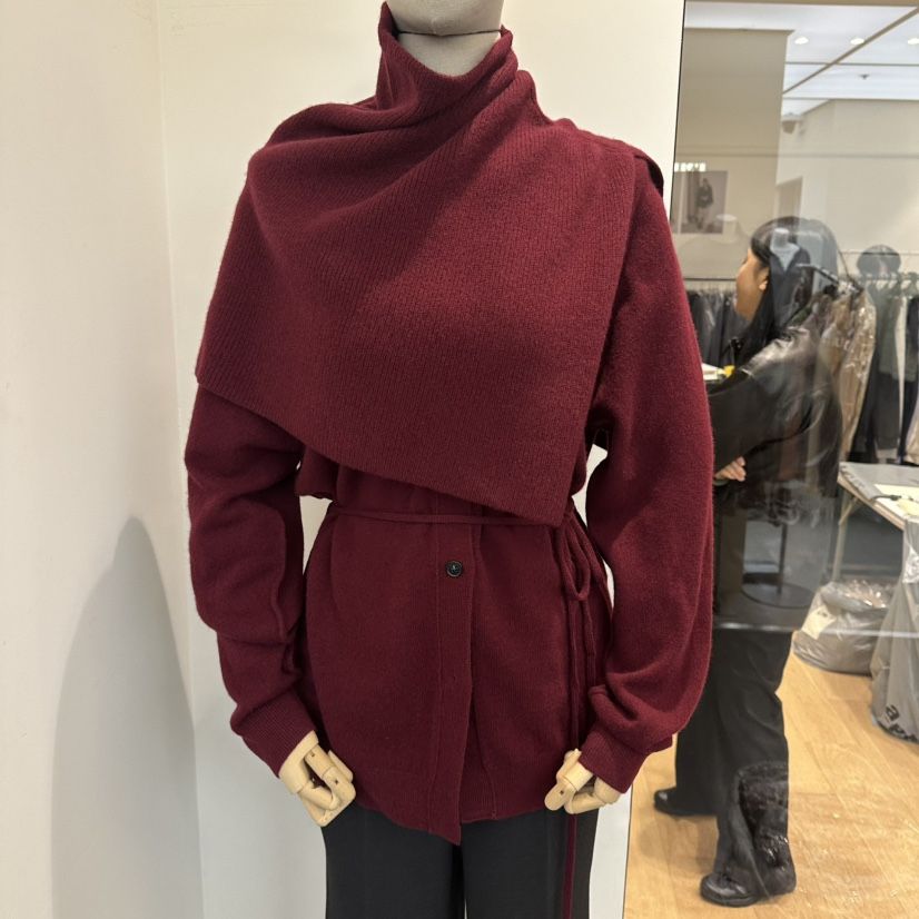 aube nunt韓國直郵㊣女士新款熱賣推薦針織衫含腰繩含圍巾aube nunt針織衫