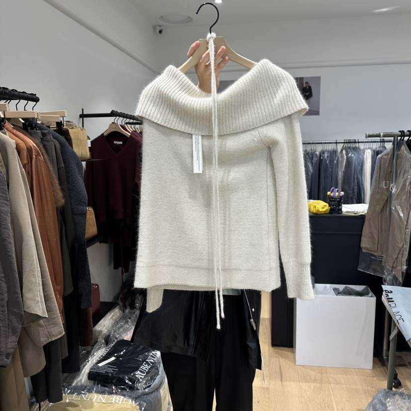 aube nunt韓國直郵㊣女裝新款時尚人氣推薦熱賣針織衫含腰帶aube nunt針織衫